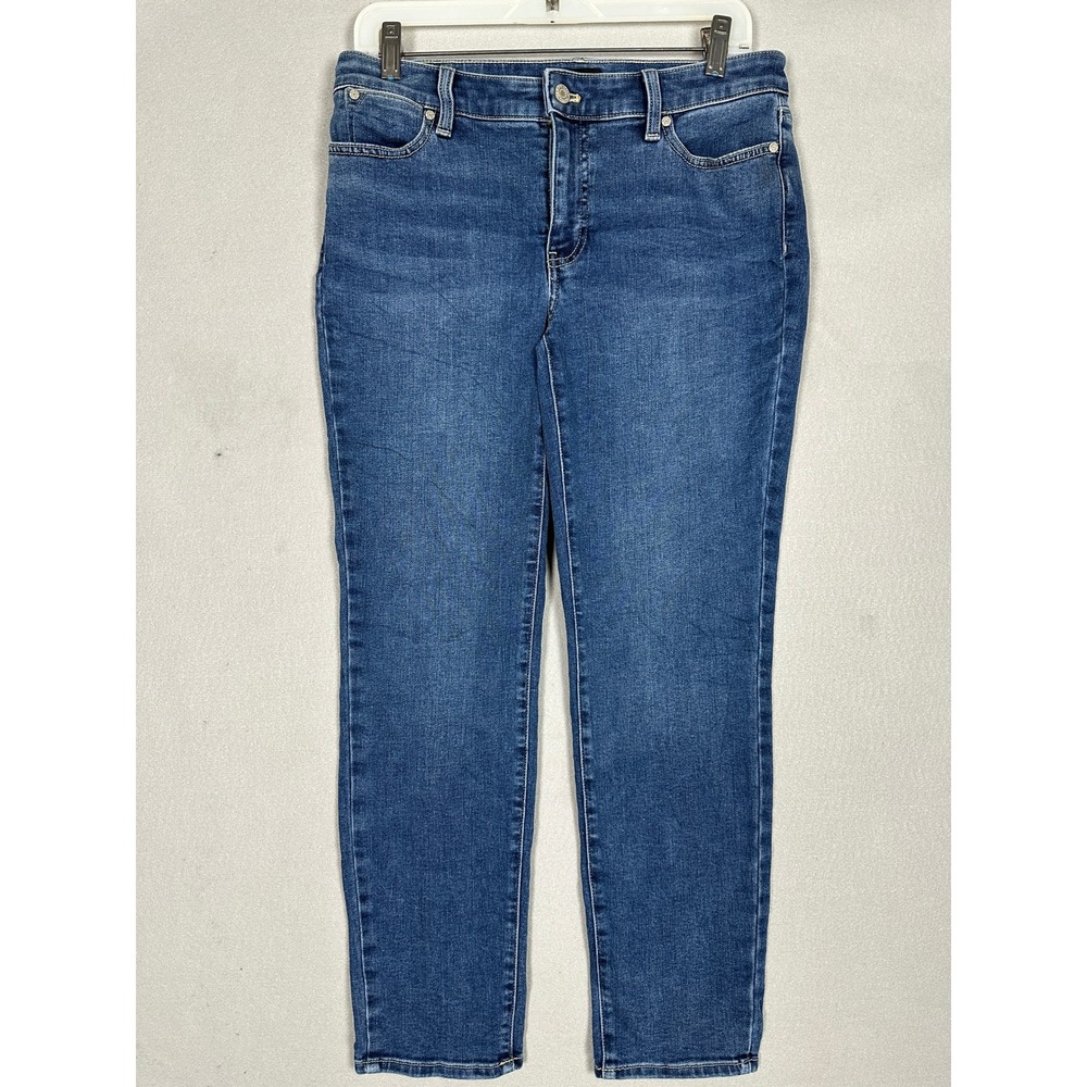 Talbots Jeans Women 6P Petite Slim Ankle Blue Distressed Stretch Denim Pants EUC